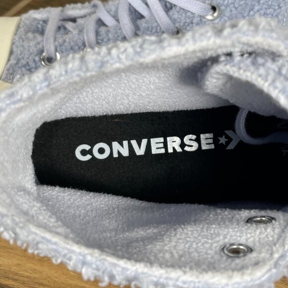 Converse CTAS Lift Hi Womens 8.5 Shoes Ghost Steel Egret Sherpa Platform Sneaker - Picture 10 of 12